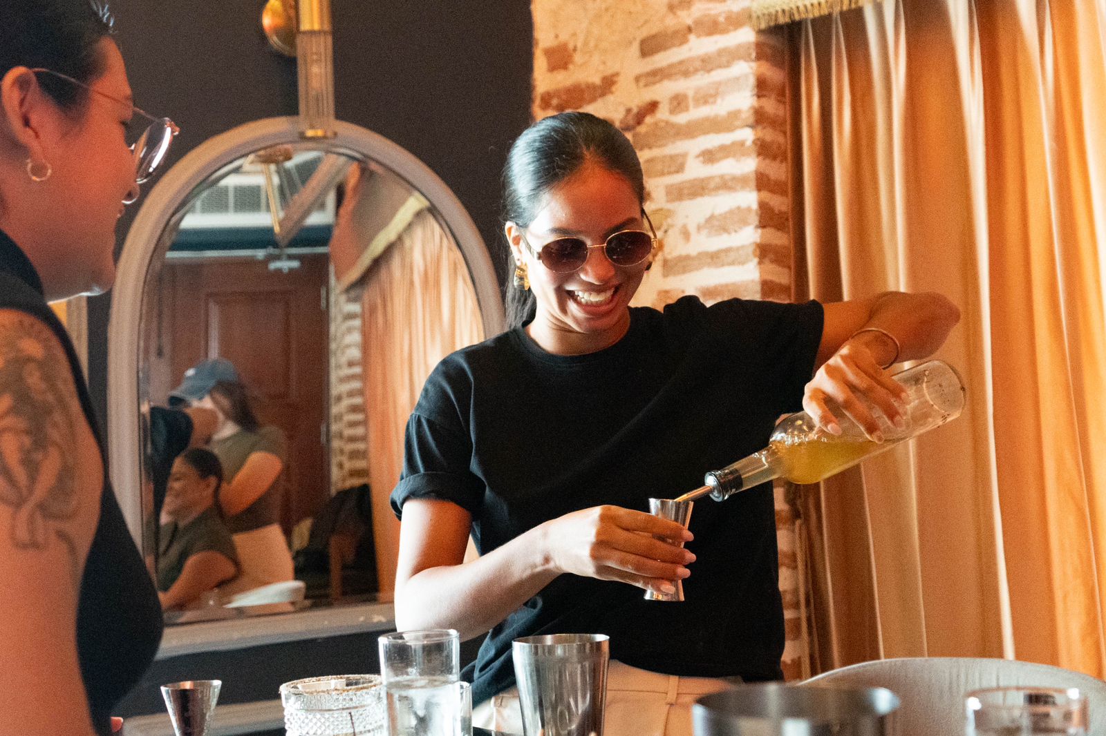 Expert bartender preparing rum tasting